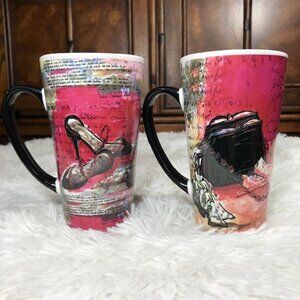 NWOT Kimmy Han x Certified International Shoe and Bag Global French Script Mugs